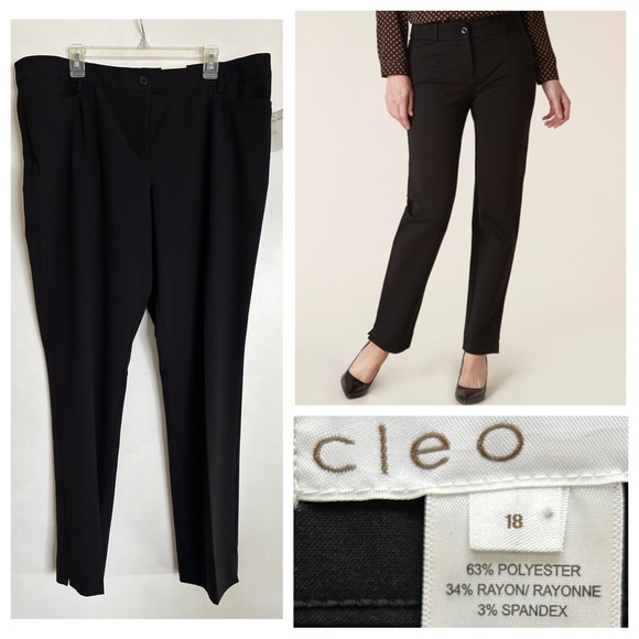 NWT 18 Slim Long Black Trousers - Picture 1 of 9